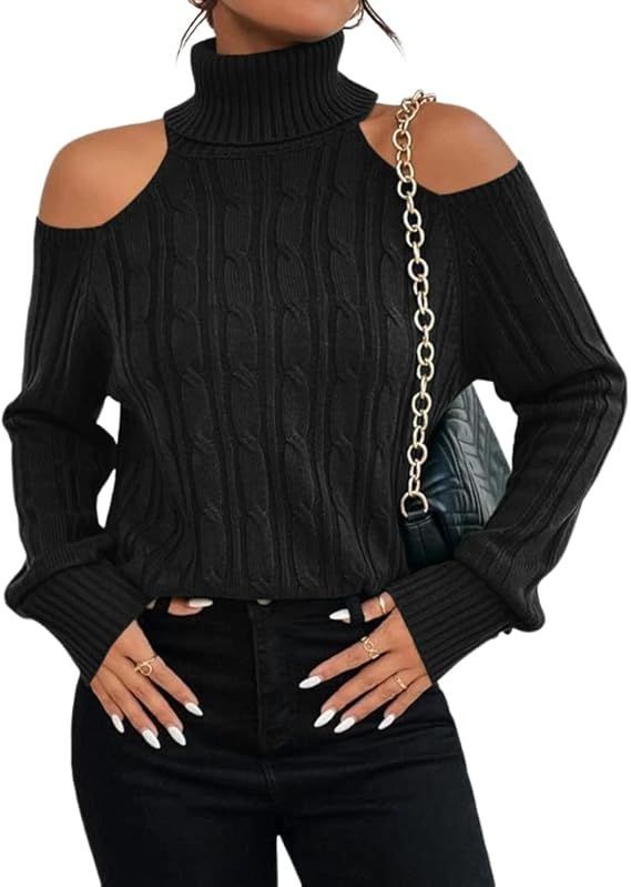 Cold Shoulder Cable Knit Sweater